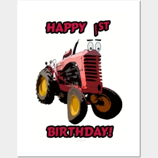 Happy 1st birthday tractor design Posters and Art